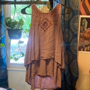 Desert rose embroidered tank top